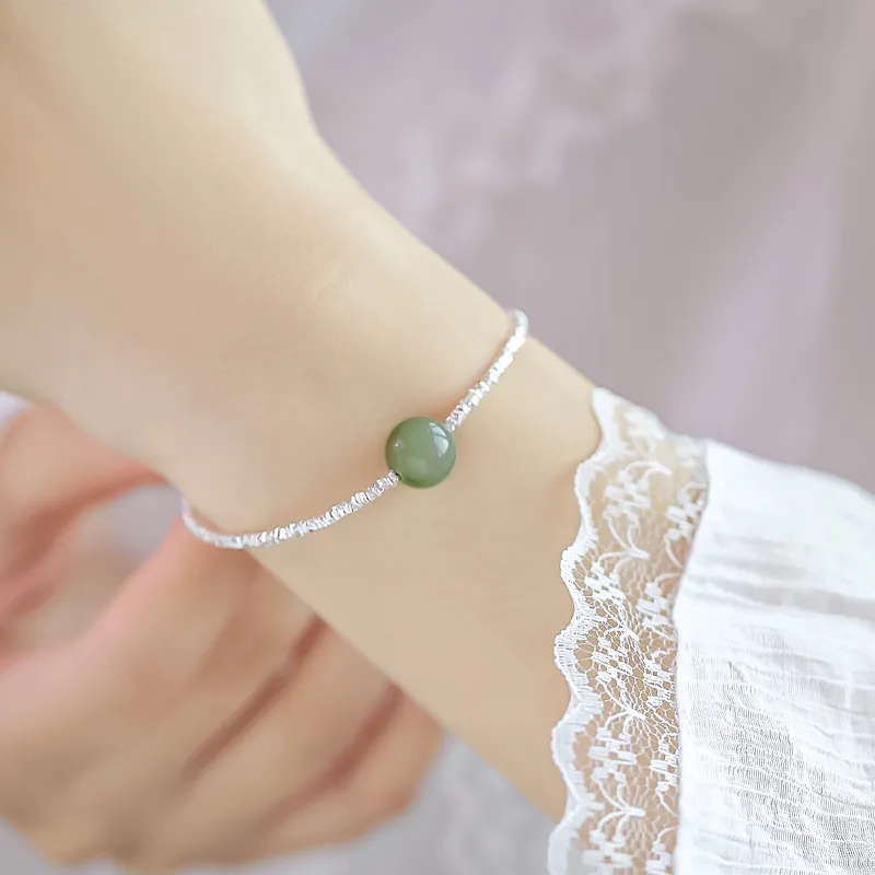 AGOVSKI Hetian Jade Bracelets Pale Greenish White Jade Women's-3