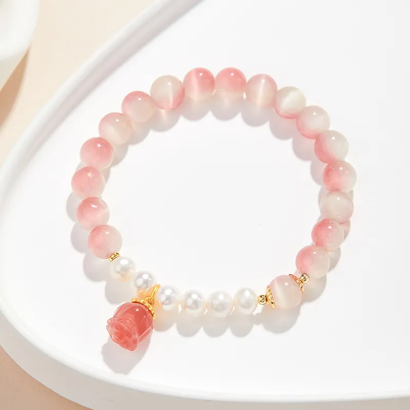AGOVSKI Glass Cat Eye Jade Bracelets Women's-5