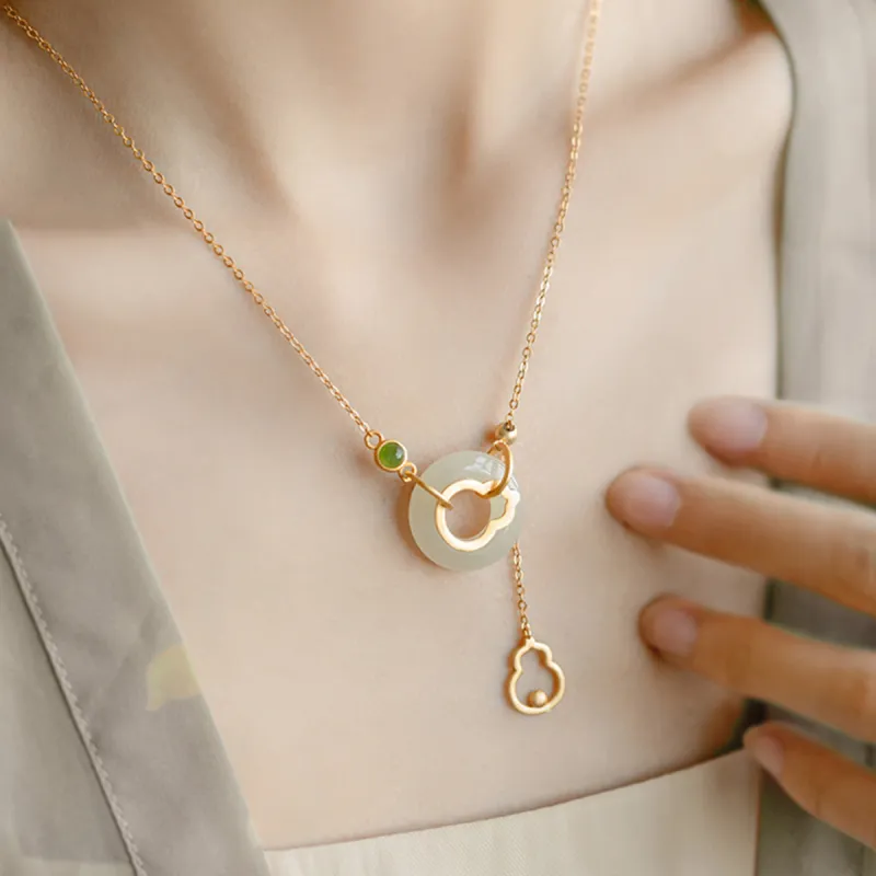 AGOVSKI Hetian Jade Necklaces Pale Greenish White Jade Women's-2