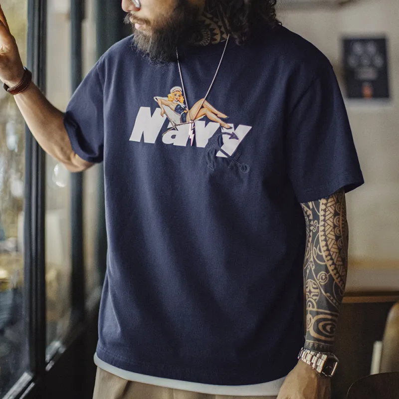 MADEN T Shirts Men Navy Blue-7