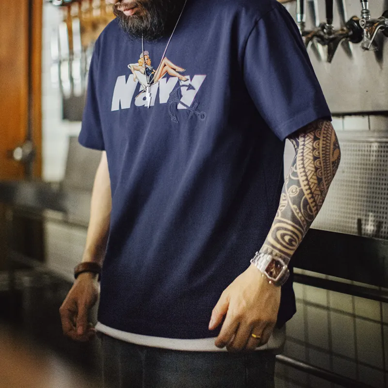 MADEN T Shirts Men Navy Blue-5