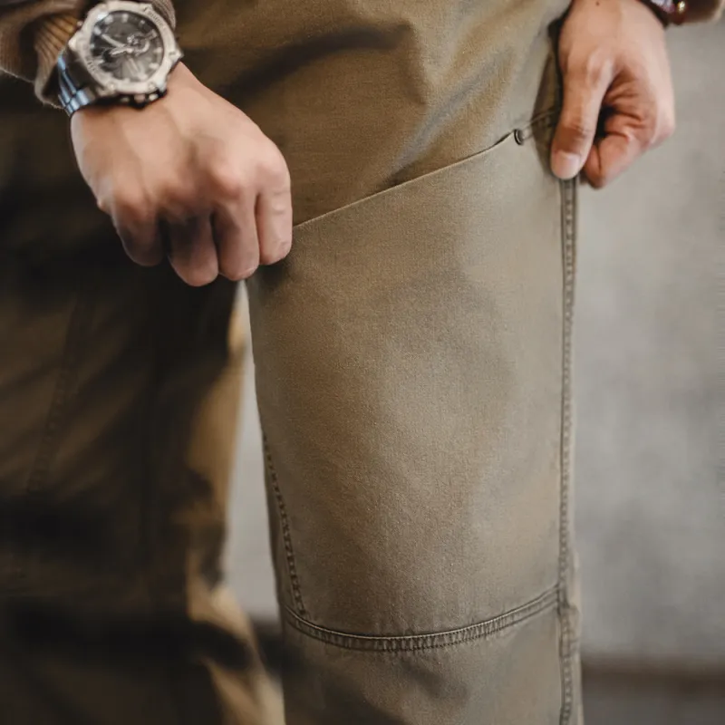 MADEN Casual Pants Men's Khaki Green-4