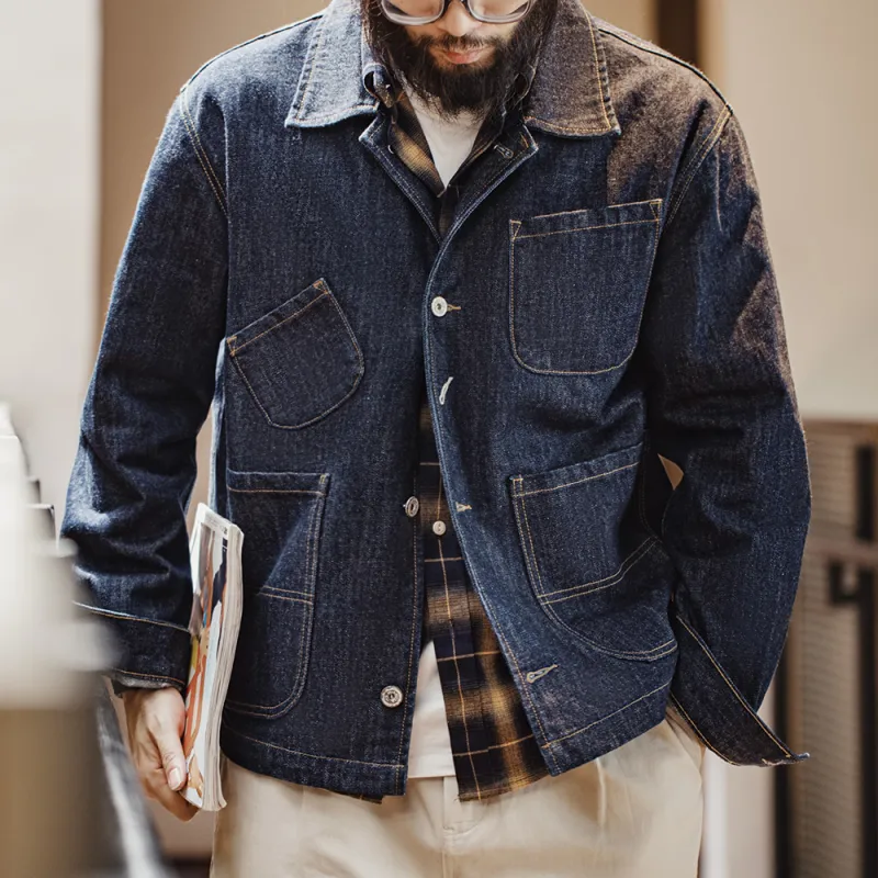 MADEN Jackets Men Denim Blue-5