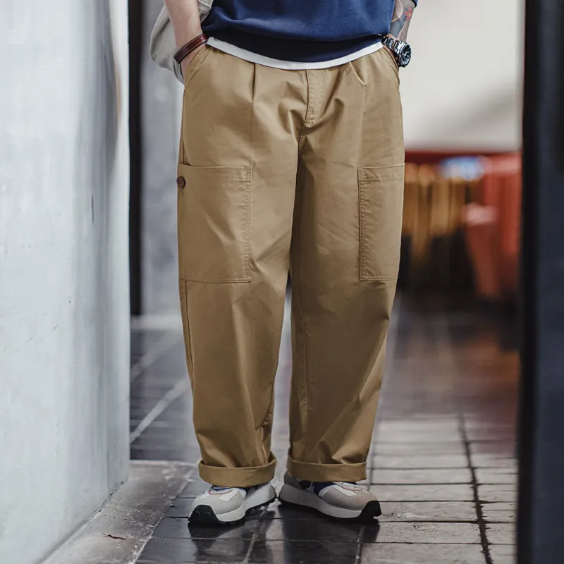 MADEN Casual Pants Men Khaki-5