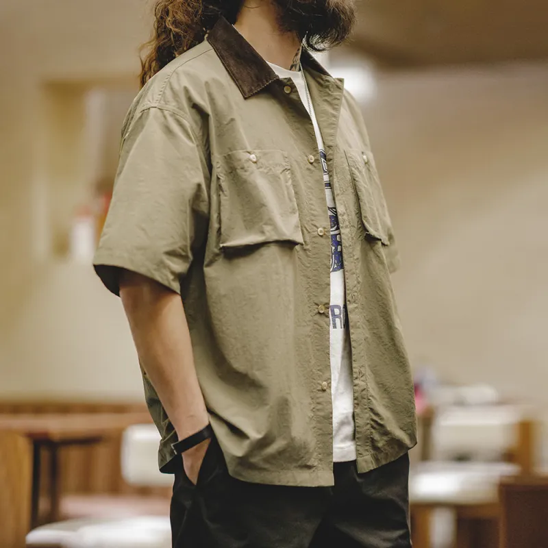 MADEN Shirts Men Khaki Green-5