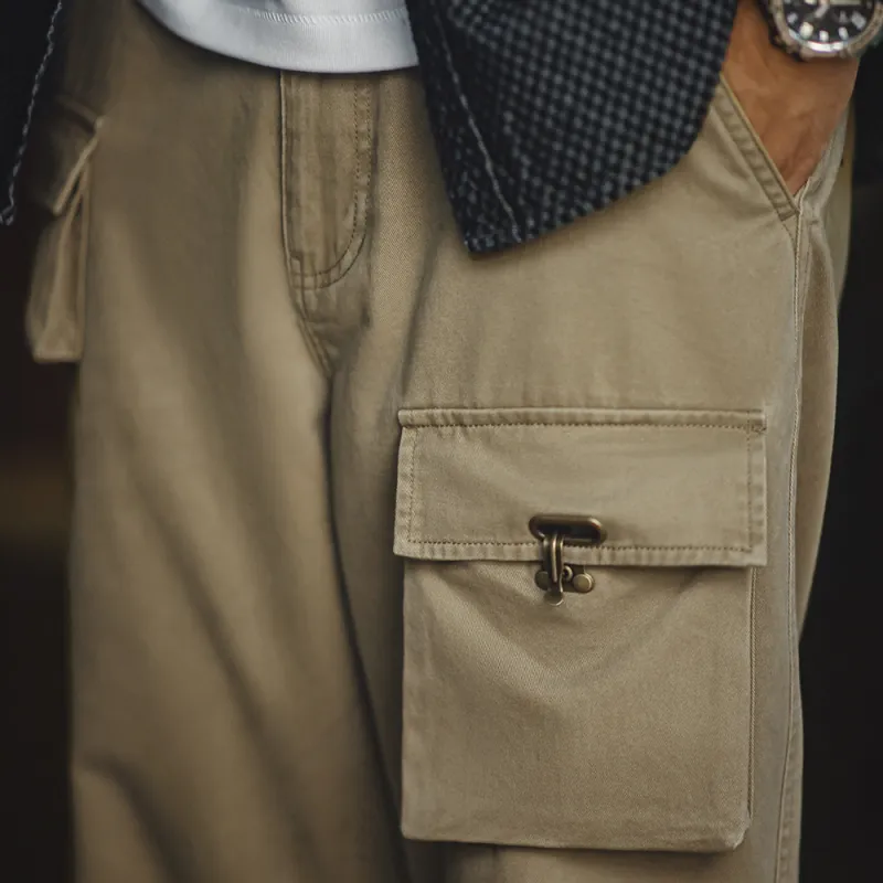 MADEN Casual Pants Men's Khaki Green-4