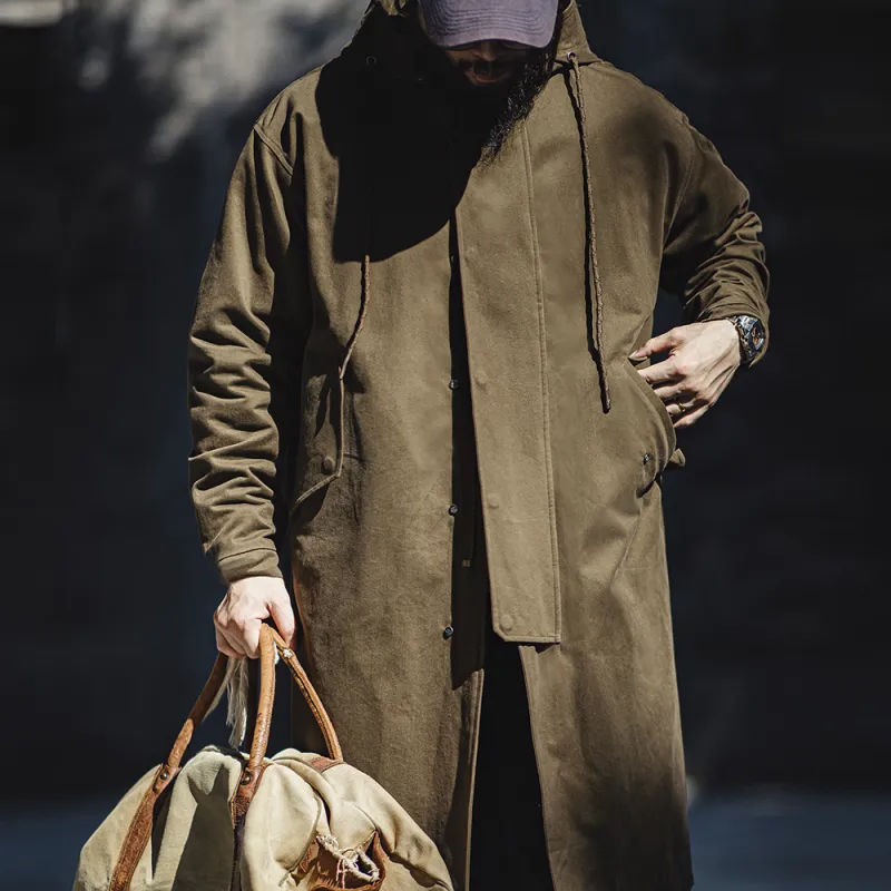 MADEN Trench Coats Men Coffee Loose Fit, Runs Large-6