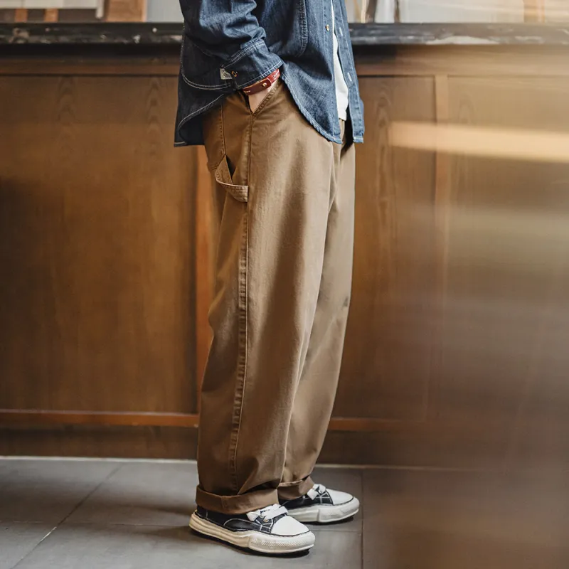 MADEN Casual Pants Men Khaki-4