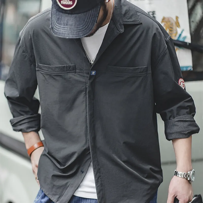 MADEN Long Sleeved Shirt Men's Dark Gray-6