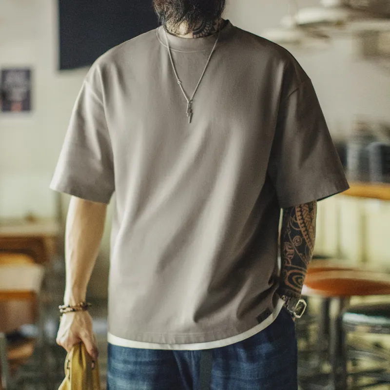MADEN T Shirts Men Gray Green-3