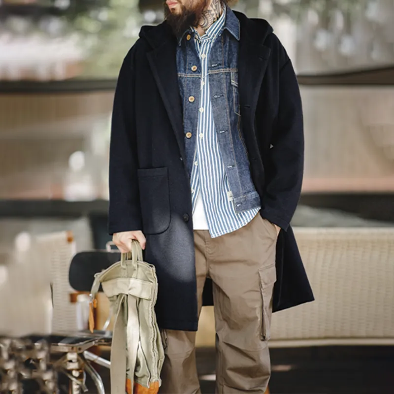 MADEN Coats Coat Men's Navy Blue-2