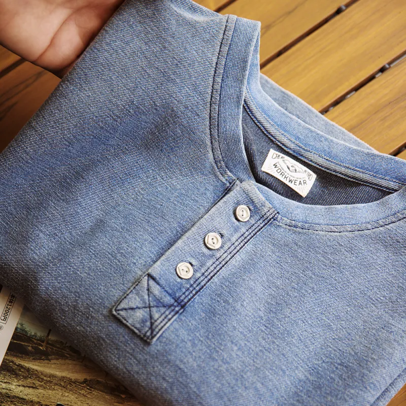 MADEN T Shirt Men's Washed Blue-5