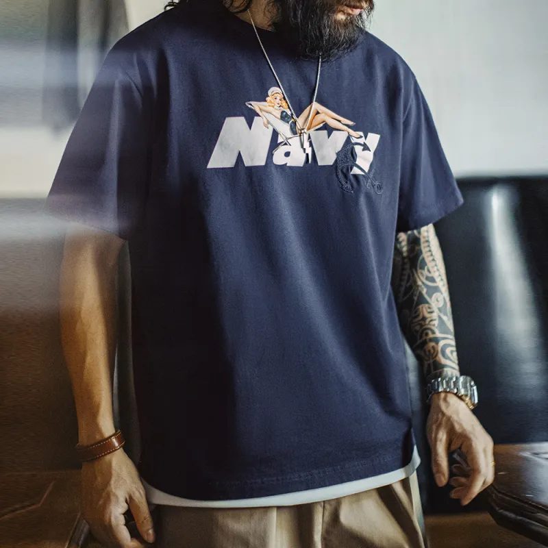 MADEN T Shirts Men Navy Blue-2