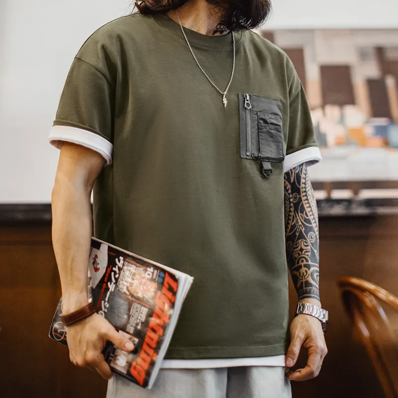 MADEN T Shirts Men Army Green-4