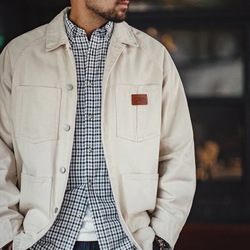 MADEN Shirt Men's Light Gray Plaid-6
