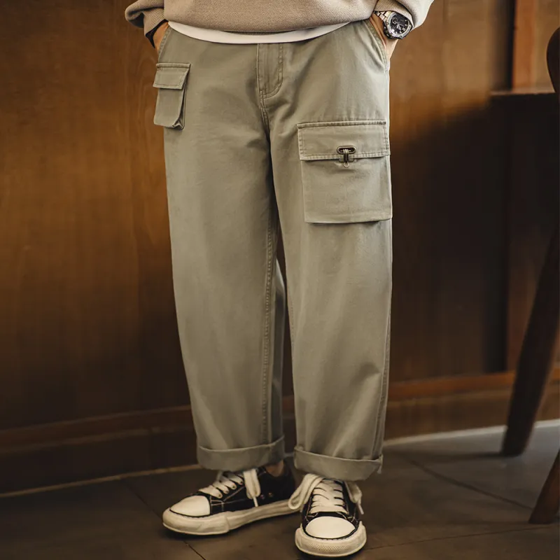 MADEN Casual Pants Men's Khaki Green-2