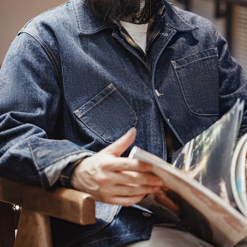MADEN Jackets Men Denim Blue-3