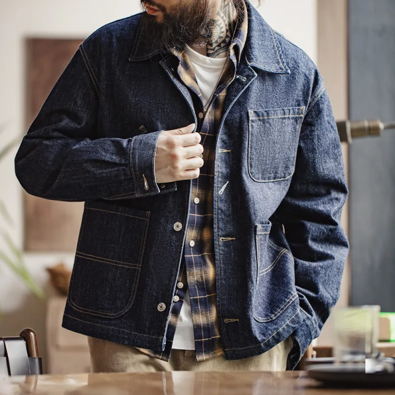 MADEN Jackets Men Denim Blue-4
