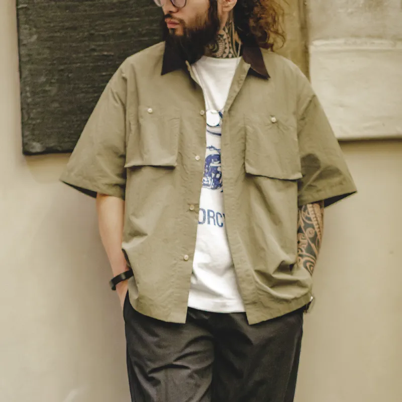 MADEN Shirts Men Khaki Green-6