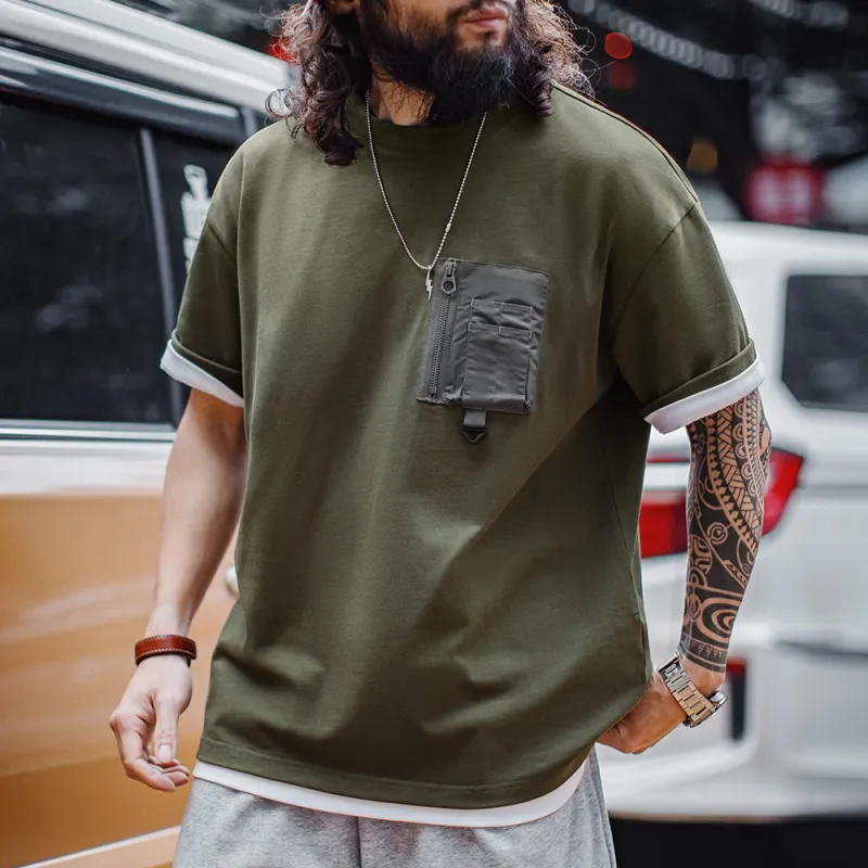 MADEN T Shirts Men Army Green-2