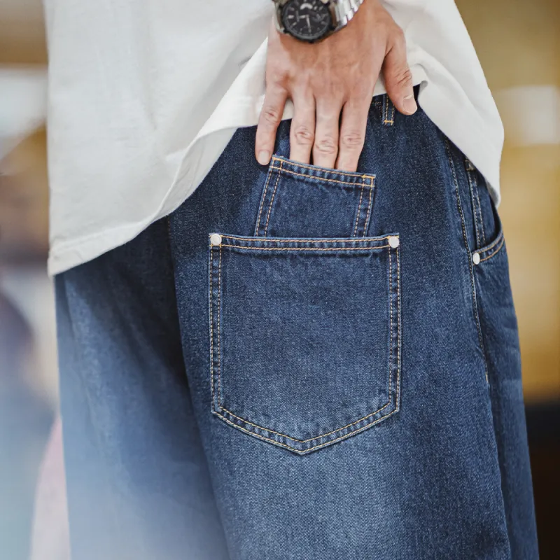 MADEN Jeans Men Washed Blue-6