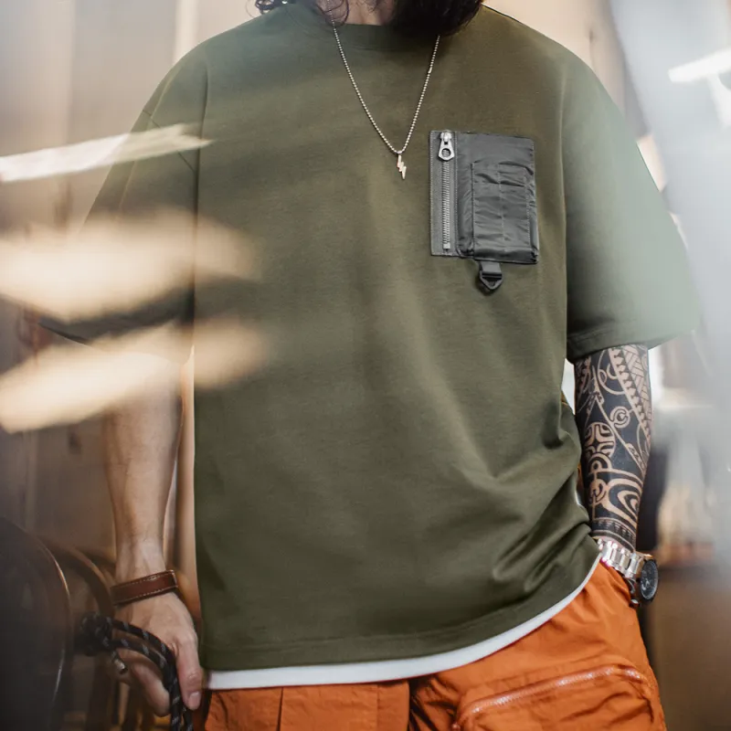 MADEN T Shirts Men Army Green-3