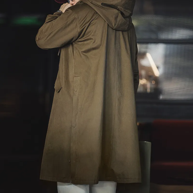 MADEN Trench Coats Men Coffee Loose Fit, Runs Large-4