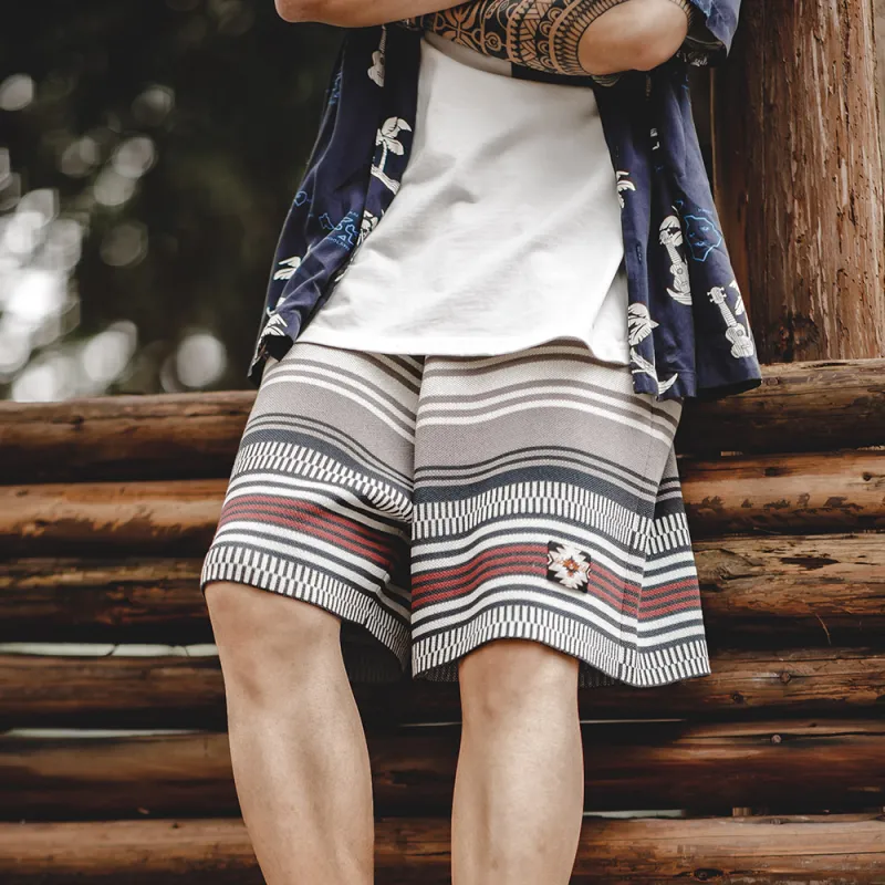 MADEN Casual Shorts Men's Stripes-8