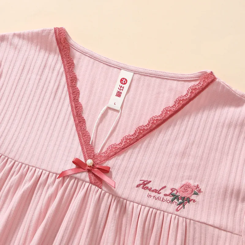 FENTENG Pajama Set Women's Pastel Pink-2