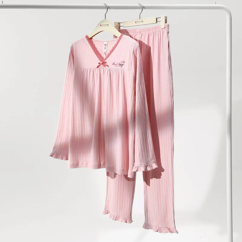 FENTENG Pajama Set Women's Pastel Pink-1