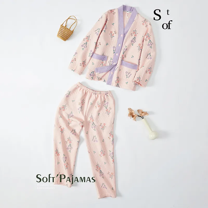 FENTENG Pajama Set Women's Cute Pink-1