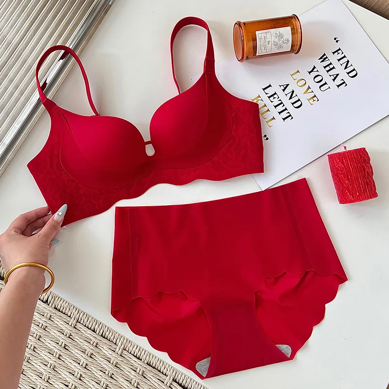 FENTENG Underwear Set Women's Burgundy-4