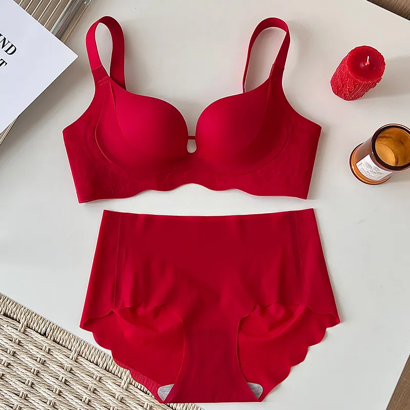 FENTENG Underwear Set Women's Burgundy-5