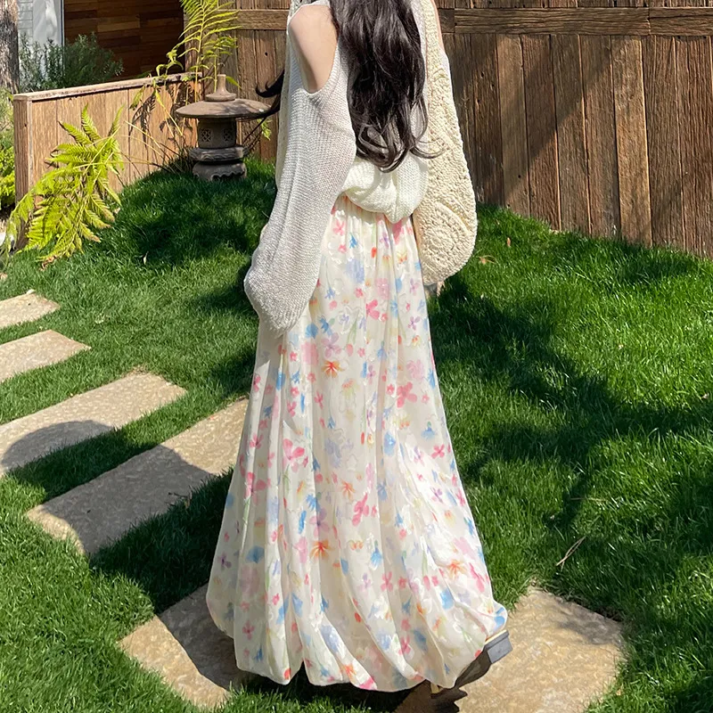 Hao Zhilang Casual Long Skirt Women's White-1