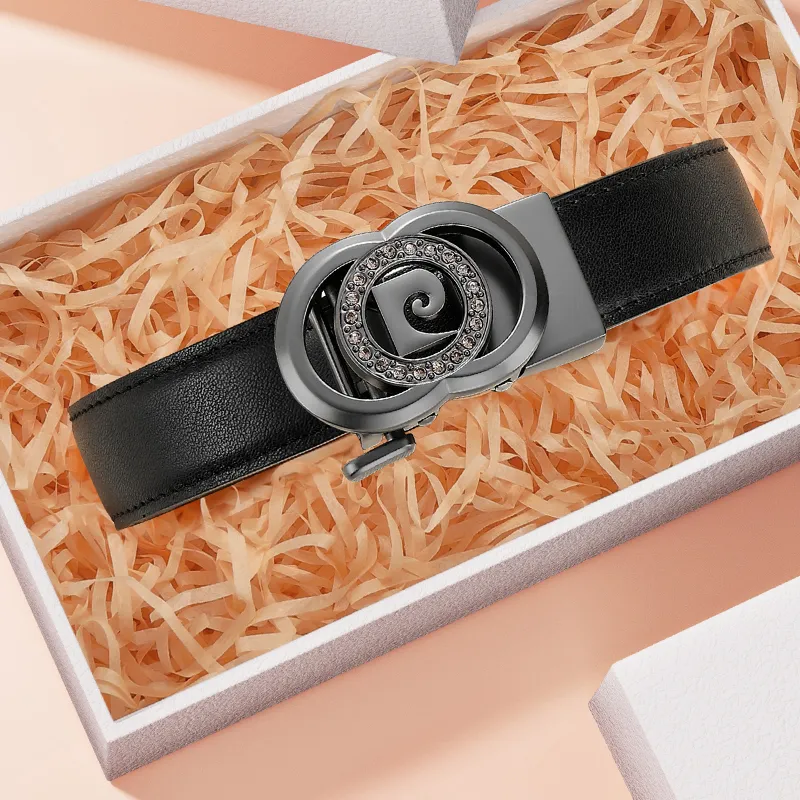PIERRE CARDIN Top Grain Cow Leather Belts Women's Width 2.4cm-6