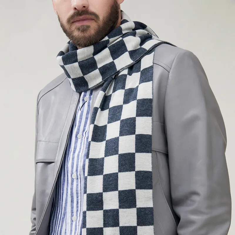 PIERRE CARDIN Wool Knit Scarves Men's Light Gray-2
