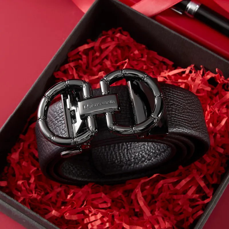 PIERRE CARDIN Top Grain Cow Leather Belts Men's 3.6cm-3