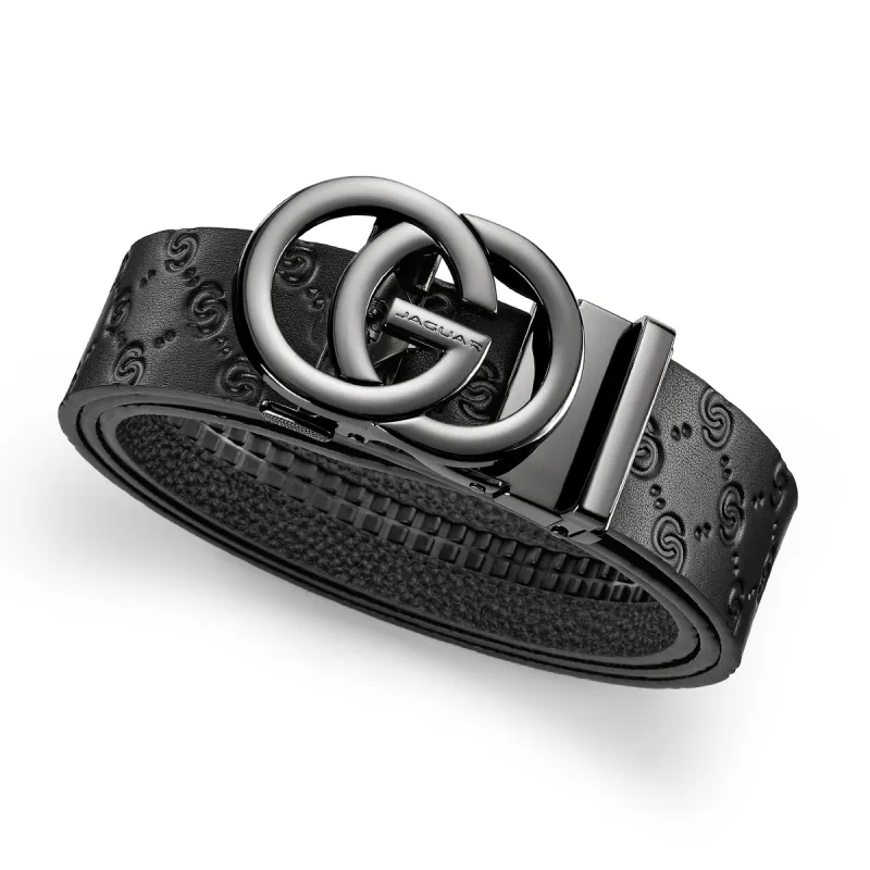 JAGUAR Top Grain Cow Leather Belts Men's Black 3.55cm-7