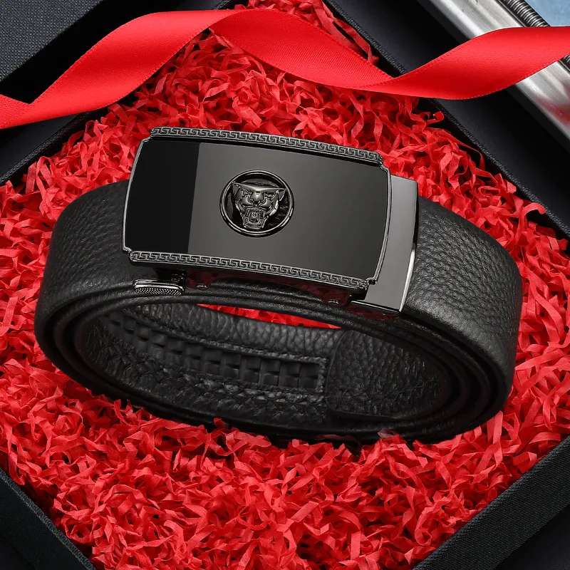 JAGUAR Cow Leather Belts Men's Black Width 3.5cm-4