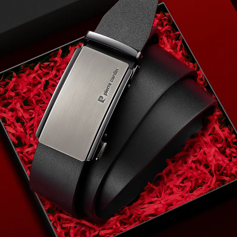 PIERRE CARDIN Top Grain Cow Leather Belt Gift Box Set Men's 3.45CM-5