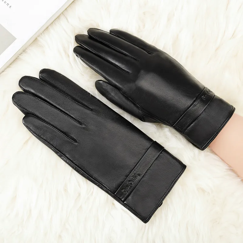 PIERRE CARDIN Sheepskin Gloves Women's Black-3