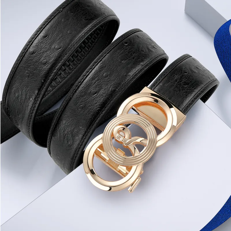 ROBERTA DI CAMERINO Cow Leather Belts Men's Black 3.5CM-4