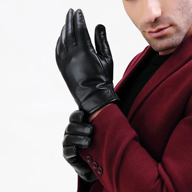 PIERRE CARDIN Sheepskin Gloves Men's Black-4