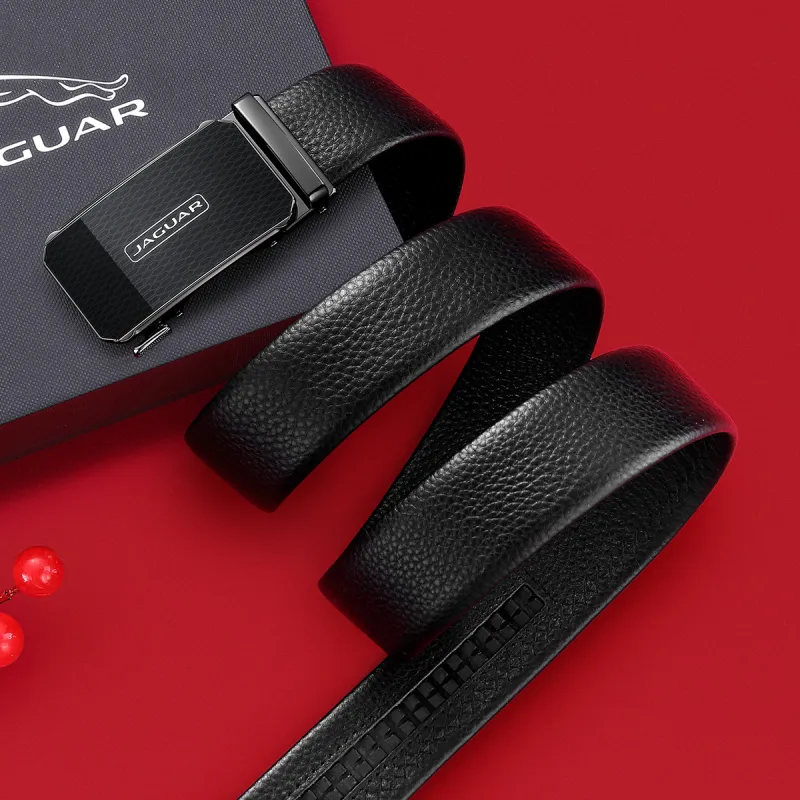 JAGUAR Cow Leather Leather Belts Men's Black Width  3.5cm-6
