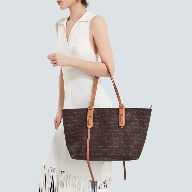 PIERRE CARDIN Pvc Large Capacity, Versatile Use Handbag, Shoulder Bag Regular Women's Coffee/Brown-9