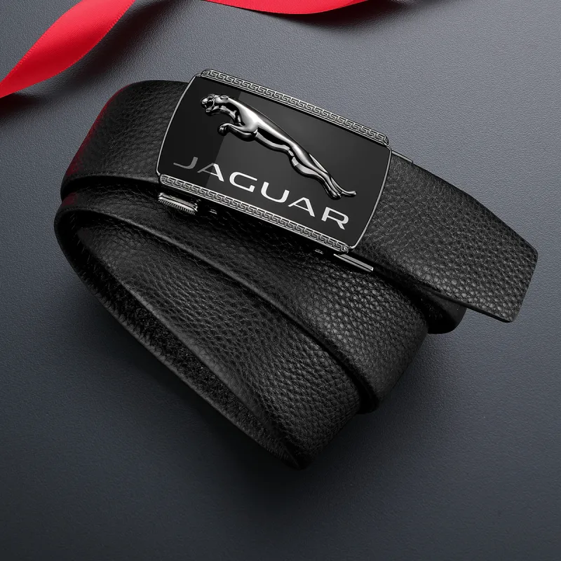 JAGUAR Top Grain Cow Leather Belts Men's Black 3.5cm-3