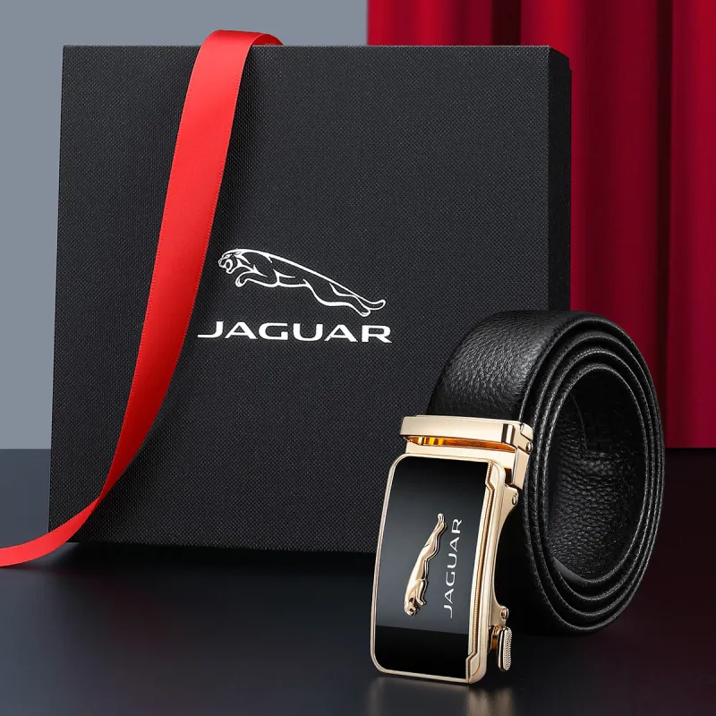 JAGUAR Cow Leather Leather Belts Men's Black 3.55CM-4