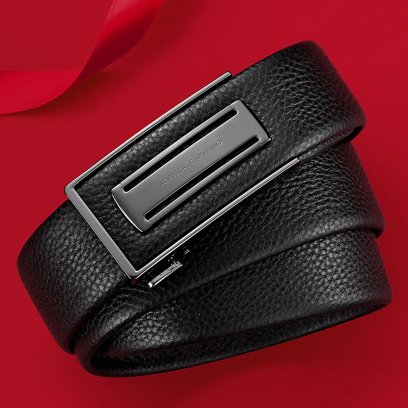 ROBERTA DI CAMERINO Cow Leather Belts Men's Black 3.5cm Greeting Card Writing And Photo Printing Service-3