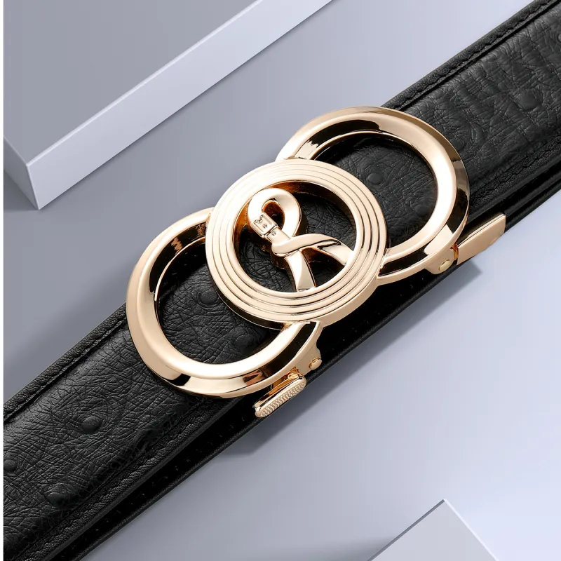 ROBERTA DI CAMERINO Cow Leather Belts Men's Black 3.5CM-5