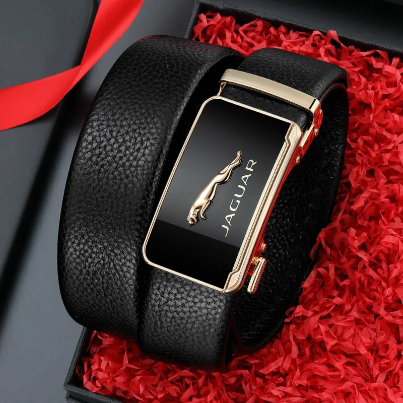 JAGUAR Cow Leather Leather Belts Men's Black 3.55CM-6